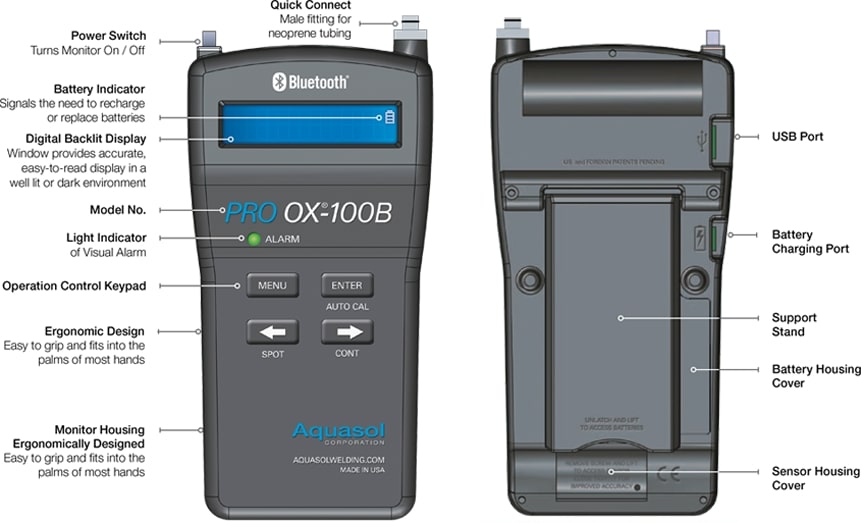 PRO OX-100B Kit Bluetooth Enabled Programmable Digital Oxygen Monitor